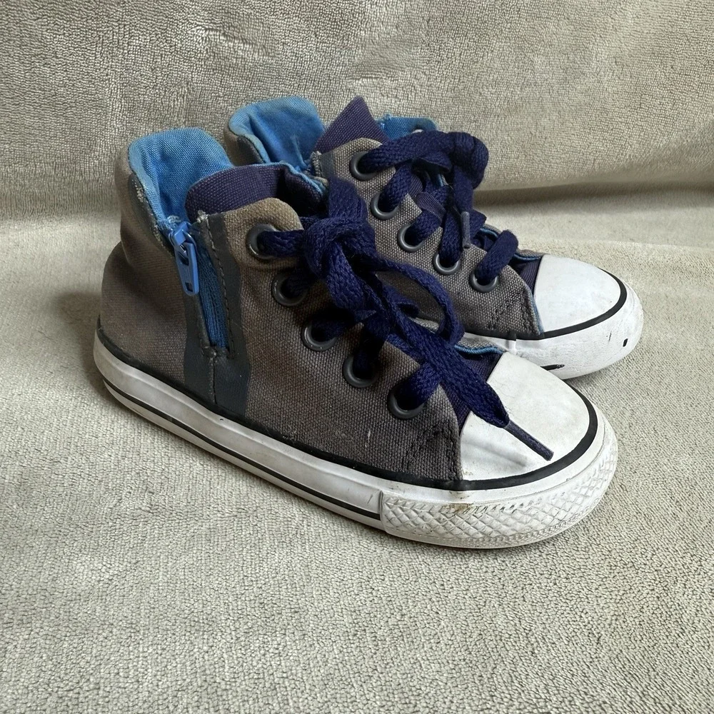 KIDS ALL STAR Converse High Top  ZIP UP Blue‎ SIZE 8
